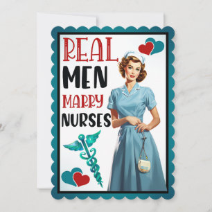 Cartão De Agradecimento Enfermeira Retro Pinup_ Real Men Casado Enfermeiro