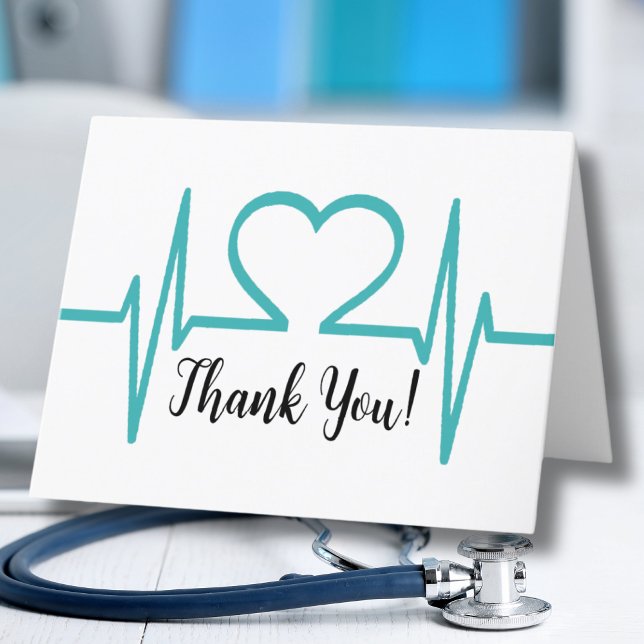 Cartão De Agradecimento Enfermeiro Simples Médico de Saúde (Simple Heart Beat Nurse Doctor Healthcare Medical Thank You Card)