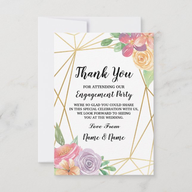Cartão de Agradecimento Engajamento Casamento Flor (Frente)