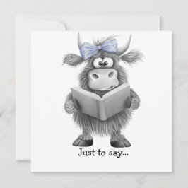 Cartão De Agradecimento Engraçada Mão De Vaca Em Highland Desenhada Apenas