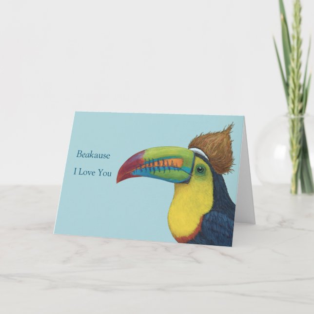 Cartão De Agradecimento Engraçado BEAK, porque eu te amo. (Frente)