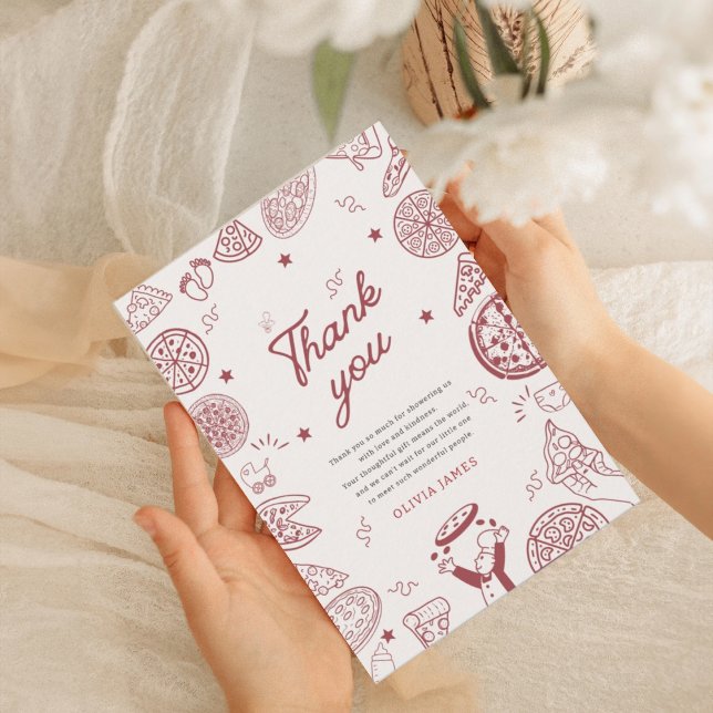 Cartão De Agradecimento Engraçado chá de fraldas especial de pizza (Criador carregado)