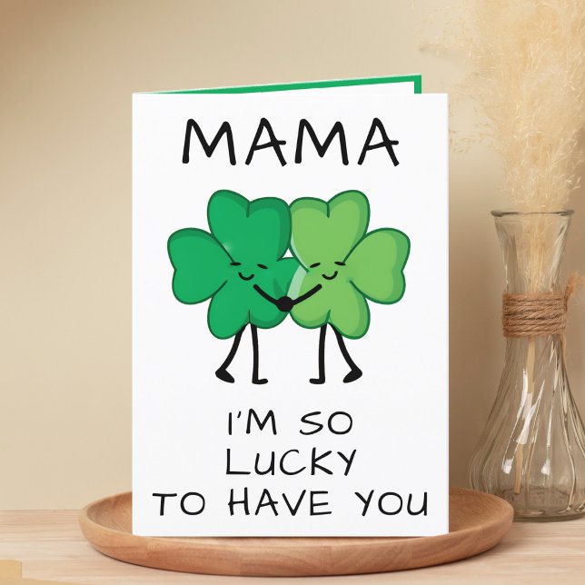 Cartão De Agradecimento Engraçado Dia de São Patrício de Vestuário Verde M (Funny Green Clover St Patrick's Day Mom Birthday Thank You Card)