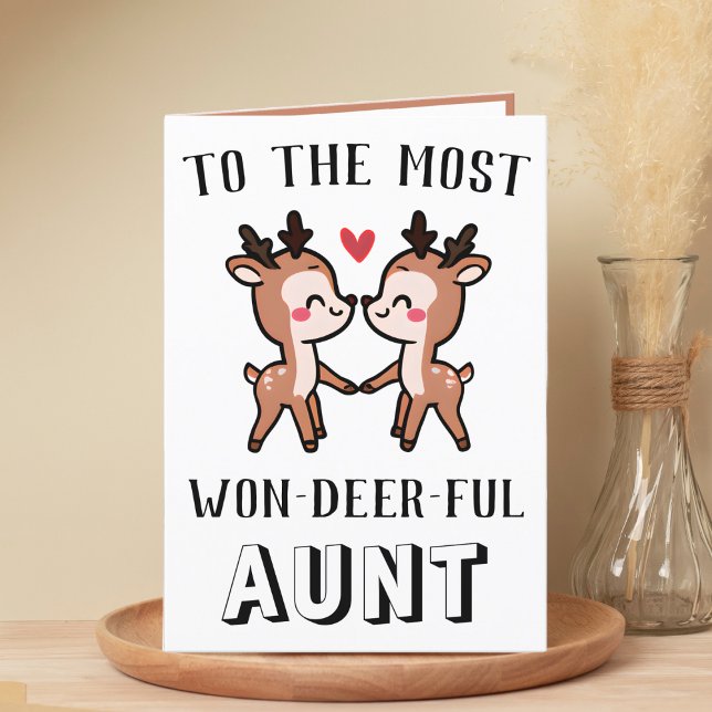 Cartão De Agradecimento Engraçado Engraçado Deer Buck Maravilhosa Tia Birt (cute deer birthday card for aunt)