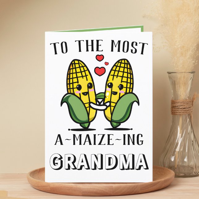 Cartão De Agradecimento Engraçado Engraçado Milho Magno Dia de as mães Avó (cute corn amazing grandmother happy birthday greeting card)