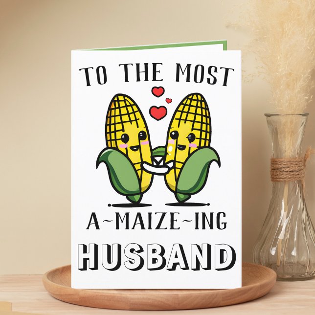 Cartão De Agradecimento Engraçado Engraçado Milho Milho Pun Aniversário do (cute corn amazing husband greeting card)