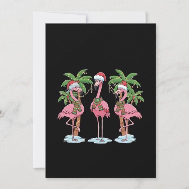 Cartão De Agradecimento Engraçado Flamingo Rosa Sonhando com um Natal Rosa (Frente)