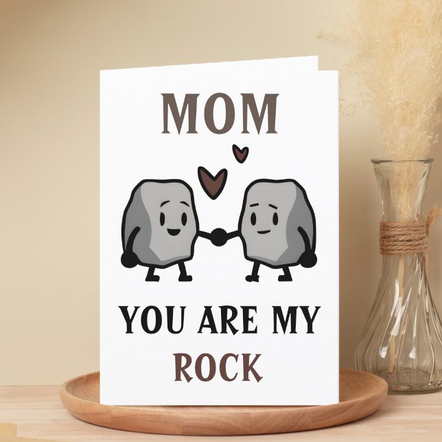 Cartão De Agradecimento Engraçado Rock Pun Piada Humor Bonito Dia de as mã (mom you are my rock happy birthday card)