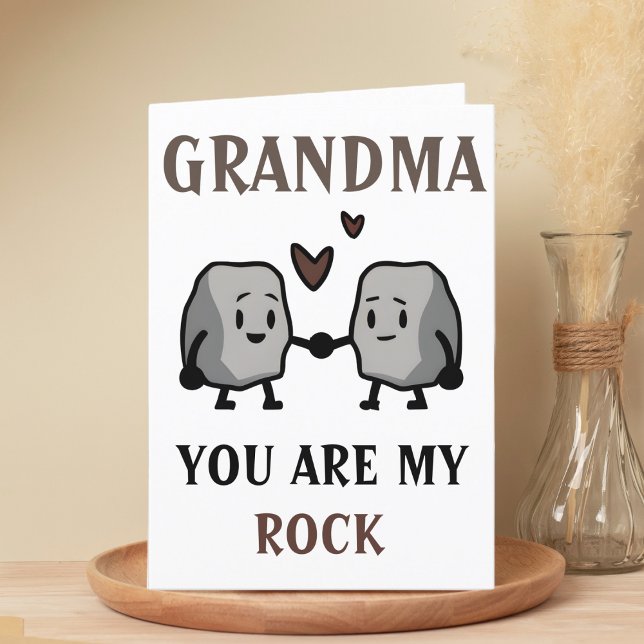Cartão De Agradecimento Engraçado Rock Pun Piada Humor Dia de as mães Avó (funny grandmother your my rock birthday card)