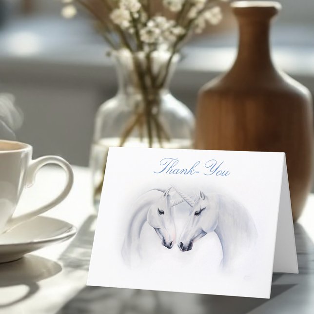 Cartão De Agradecimento Enquanto Unicorns Adoram Casal (Criador carregado)