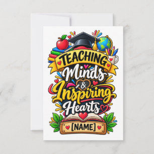 Cartão De Agradecimento Ensinando Mentes e Inspirando Corações Inspirador