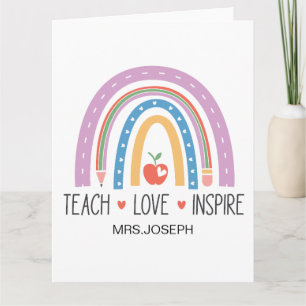 Cartão De Agradecimento Ensine Amor Inspire Professor