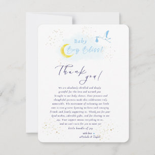 Cartão De Agradecimento Entrega Especial de Stork Dourada Starlit Baby Boy