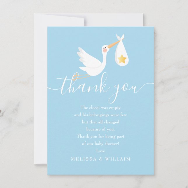 Cartão De Agradecimento Entrega Especial Obrigado Poem Baby Chá (Frente)