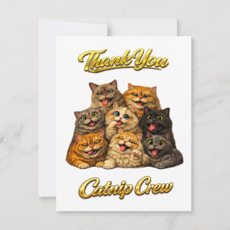 Cartão De Agradecimento Equipe Catnip Carinhas de Gato Fofas e Divertidas