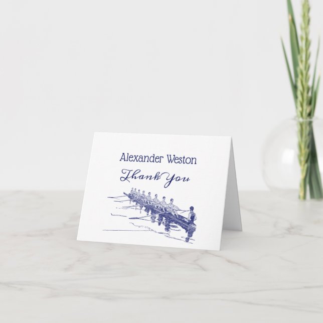 Cartão De Agradecimento Equipe de Tripulação Azul Removendo Esportes de Ág (Frente)