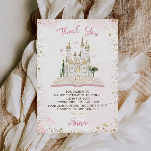Cartão De Agradecimento Era Uma Vez Princesa Festa de 1º Aniversário