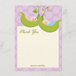 Cartão De Agradecimento Ervilhas em um obrigado do chá de fraldas da