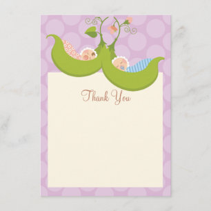 Cartão De Agradecimento Ervilhas em um obrigado do chá de fraldas da