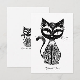 Cartão De Agradecimento Esboço de gato bonito