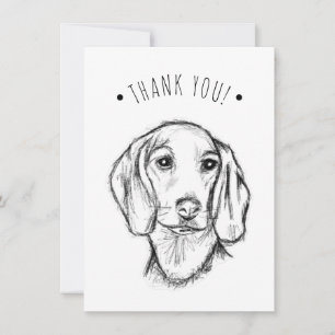 Cartão De Agradecimento esboço desenhado à mão de dachshund cachorro filho