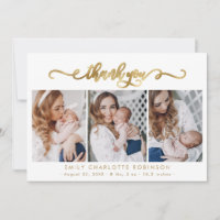 Escrito Dourado moderno Newborn Baby 3 Foto Obriga
