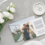 Cartão De Agradecimento Escrito Romântico Mensagem Impressa Casamento Obri<br><div class="desc">Cartões de agradecimentos romântico de casamento impresso com duas das suas fotos de casamento, uma menor de um lado e uma maior do outro lado. Obrigado e sua data de casamento escrita em uma fonte legal com seus nomes em um roteiro romântico com um obrigado impresso que você escreve acima....</div>