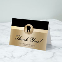 Escritório Dental Preto Moderno e Dourado Obrigado