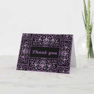 Cartão De Agradecimento Escroto roxo e preto
