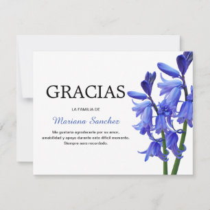 Cartão De Agradecimento Espanhol Bluebells Gracias   Simpatia Obrigado
