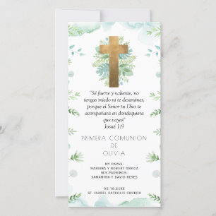 Cartão De Agradecimento Espanhol, Greenery First Communy Bookmark Favor