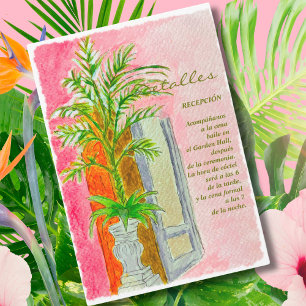 Cartão De Agradecimento Espanhol, Pormenores do Casamento Rosa Tropical de