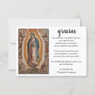 Cartão De Agradecimento Espanhola Mary Guadalupe Obrigado Condolências