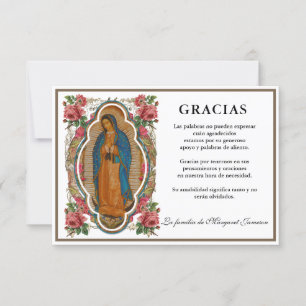 Cartão De Agradecimento Espanhola Mary Guadalupe Obrigado Condolências