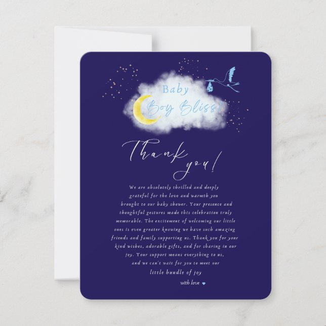 Cartão De Agradecimento Especial de Tempestade de Bebê Starlit Blue Midnig (Frente)