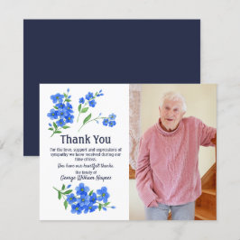 Cartão De Agradecimento Esqueça-Me Não Floral Obrigado Simpatia Funeral