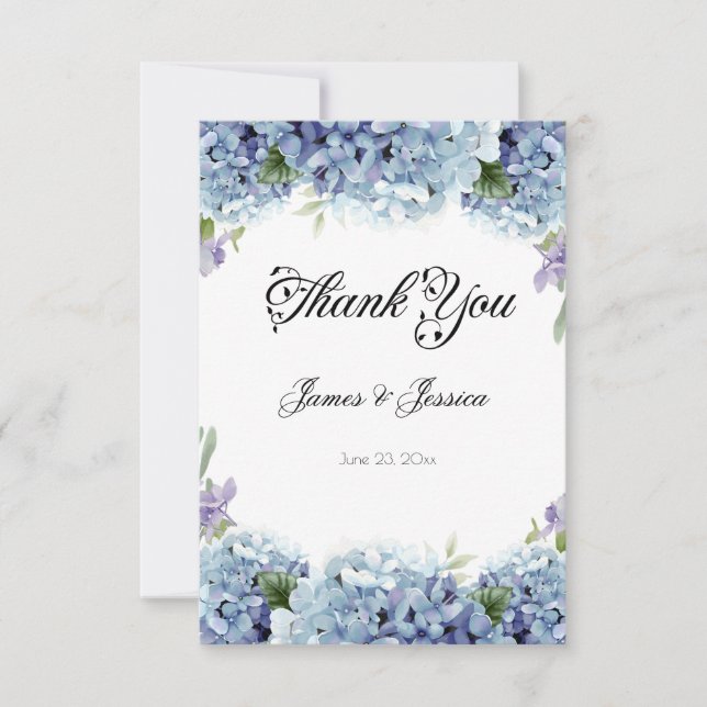 Cartão De Agradecimento Esqueça-Me-Não Flores Aquarela Elegante (Frente)