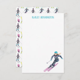 Cartão De Agradecimento Esqui de Aquarela Personalizado