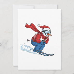 Cartão De Agradecimento Esquiador Boneco de Neve Natal 2026 Férias Esporte
