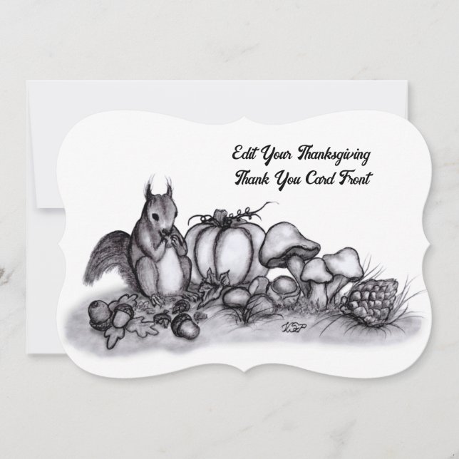Cartão De Agradecimento Esquilo no outono, Feliz Ação de Graças! (Frente)