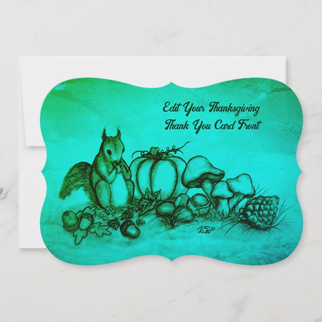 Cartão De Agradecimento Esquilo no outono, Feliz Ação de Graças! (Frente)