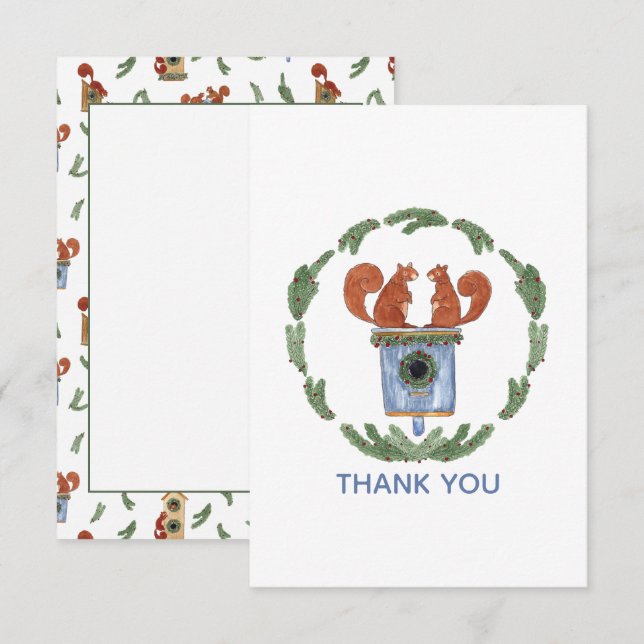 Cartão De Agradecimento Esquilos Bonitos (Frente/Verso)