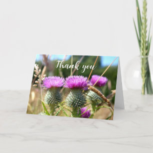 Cartão De Agradecimento Este Casamento Floral Escocês Roxo Obrigado