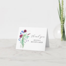 Cartão De Agradecimento Este Casamento Floral Escocês Roxo Obrigado