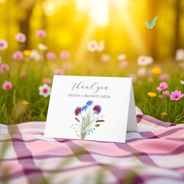 Cartão De Agradecimento Este Casamento Floral Escocês Roxo Obrigado (Criador carregado)