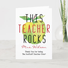 Cartão De Agradecimento Este Professor Rocha Uma Maçã De Aquarela