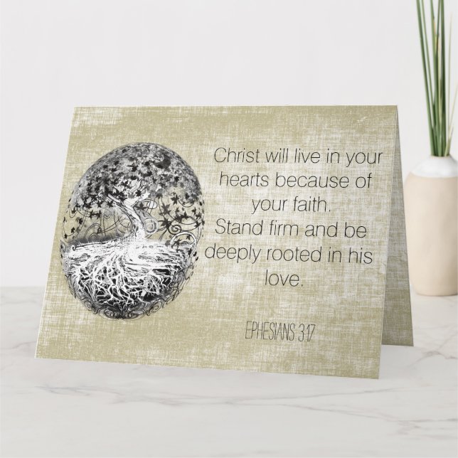 Cartão De Agradecimento Esteja profundamente enraizado em seu amor cristão (Frente)