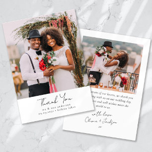 Cartão De Agradecimento Estética Foto Casamento Manuscrita