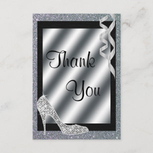 Cartão De Agradecimento Estilete & obrigado Glittery de prata das flâmula