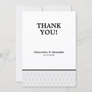 Cartão De Agradecimento Estilo Art Déco Preto e Branco Elegante